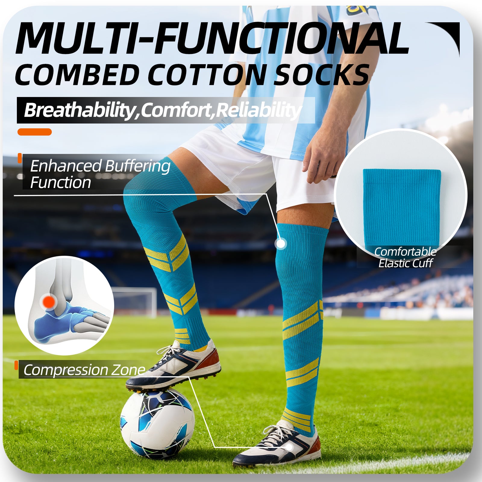 MQAMEX Ultra Light Compression Socks-Light Cushion Knee High