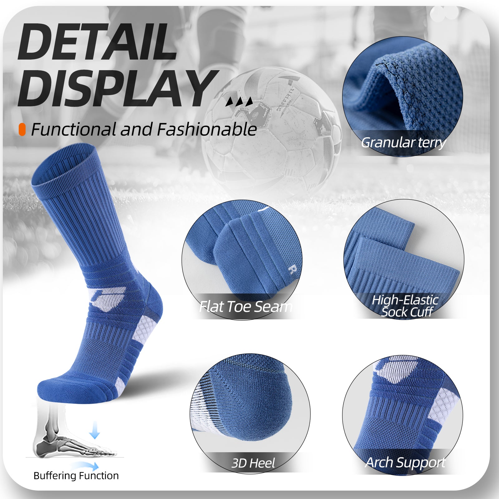 MQAMEX Elite Ultra Light Tennis + Pickleball Socks-Crew Socks
