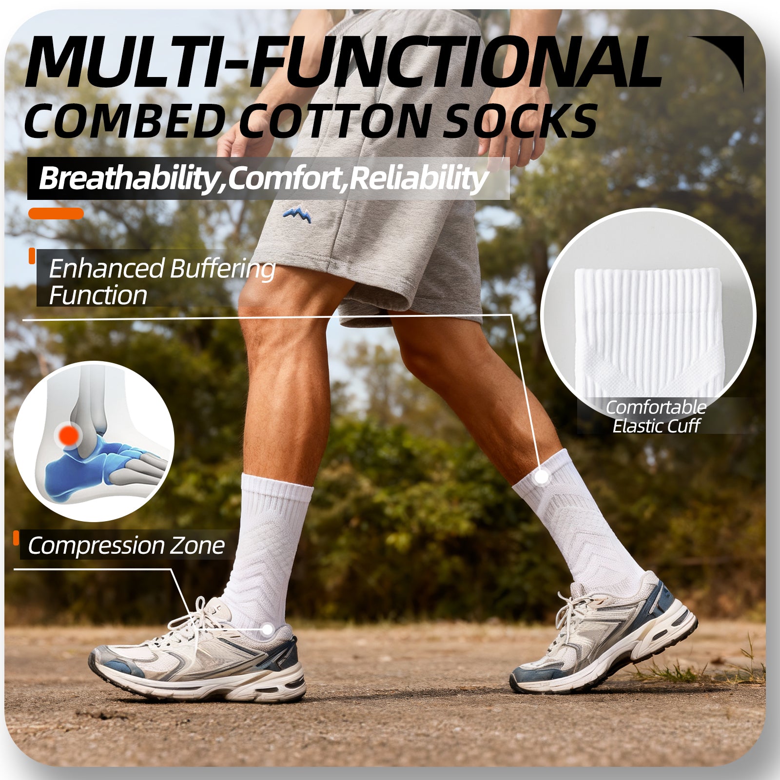 MQAMEX Elite Ultra Light Tennis + Pickleball Socks-Crew Socks