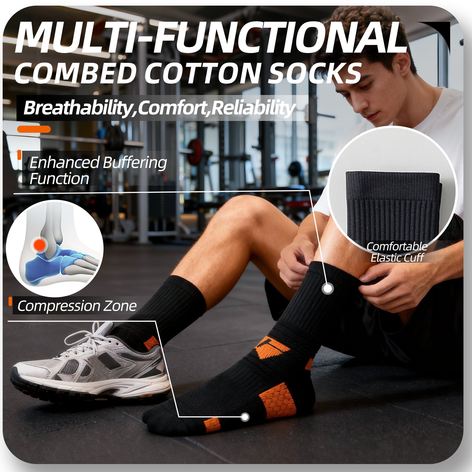 MQAMEX Elite Ultra Light Tennis + Pickleball Socks-Crew Socks