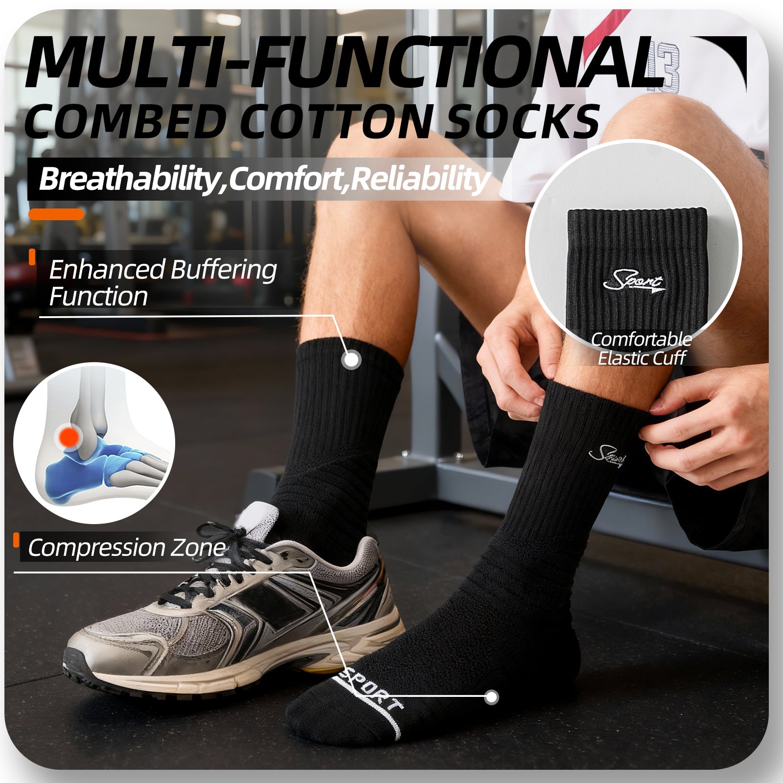 MQAMEX Elite Ultra Light Tennis + Pickleball Socks-Crew Socks