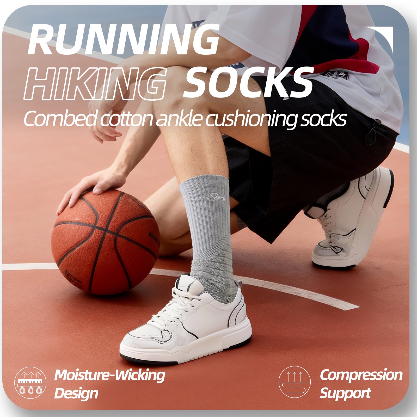 MQAMEX Elite Ultra Light Tennis + Pickleball Socks-Crew Socks